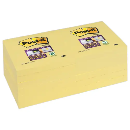 012 Blokken van 90 herpositioneerbare memoblaadjes Super sticky - Pastelgeel - 7,6 x 7,6 cm - POST-IT