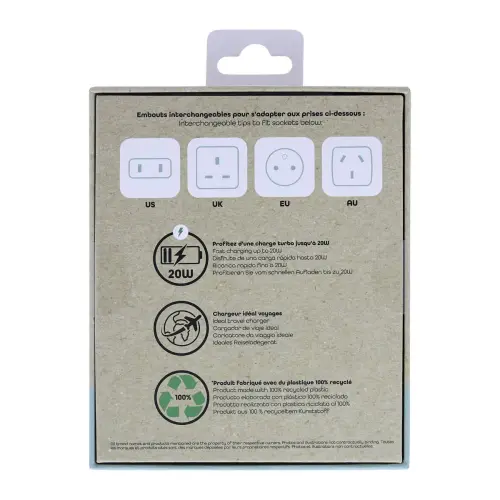 Internationale USB-netlader 20W