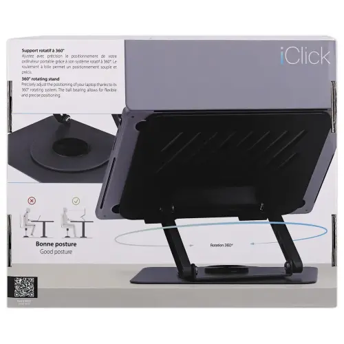 Draaibare metalen laptopstandaard 360° iClick - Grijs