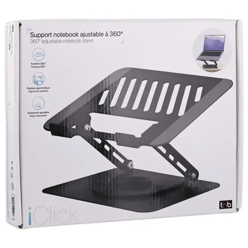 Draaibare metalen laptopstandaard 360° iClick - Grijs