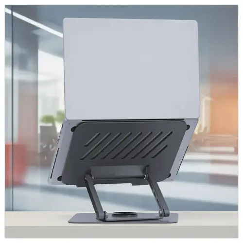 Draaibare metalen laptopstandaard 360° iClick - Grijs