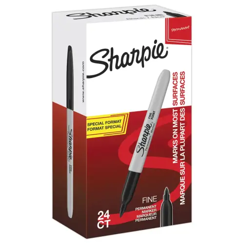 24 Permanente fijne markers - Zwart - SHARPIE