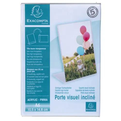 Schuin affichebord - L vorm - A6-B14,8x D5,3 x H20,9 cm 
