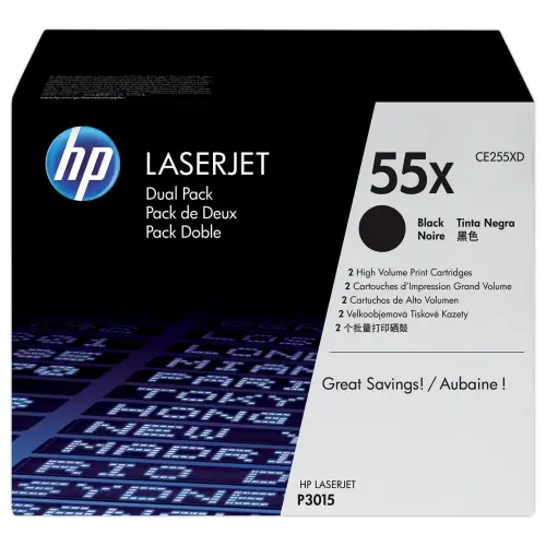 2 Toners HP 55X LaserJet - CE255XD - Zwart