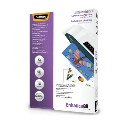 100 Plastificeermapjes SuperQuick 80µ voorwarm plastificeren