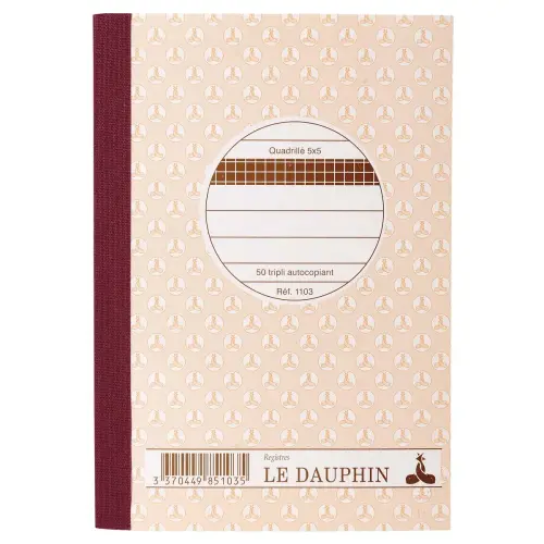 Zelfkopiërend doorschrijfboek Triplicata A6 geruit 5x5 Lebon et Vernay