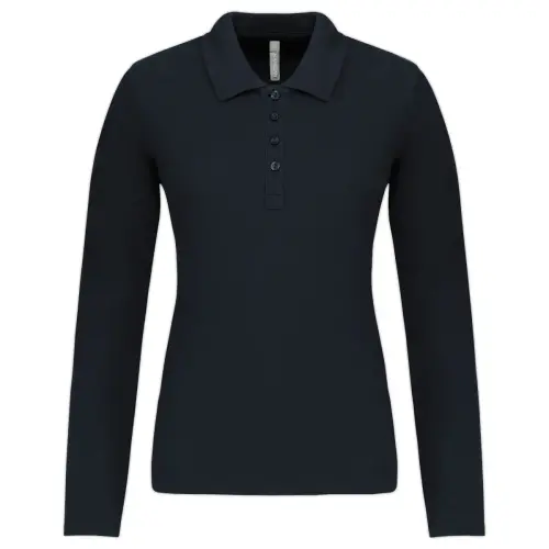Damespolo - Lange mouwen - Maat M - Marineblauw 