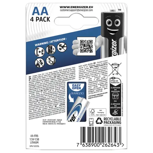 4 Lithium batterijen ENERGIZER L91 (AA)