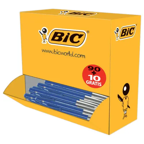 100 Intrekbare balpen M10 - Verpakking van 90 + 10 gratis - Medium schrift - Blauw - BIC