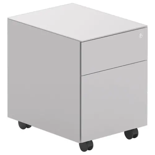 Ladenkast met wieltjes in metaal met 2 laden - aluminium