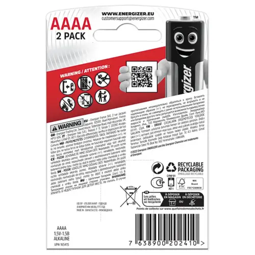 2 2 alkaline batterijen -Ultra+ AAAA 1.5V - ENERGIZER
