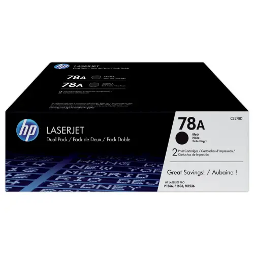 2 Lasercartridges HP 78A Zwart CE278AD Dual Pack