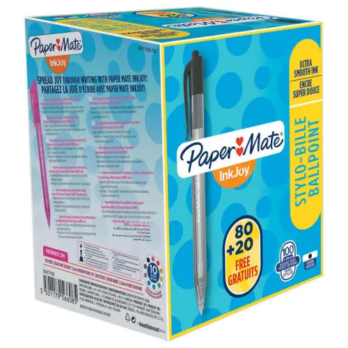 100 Intrekbare balpennen Inkjoy 100 RT - voordeelverpakking - Zwart - PAPER MATE INKJOY