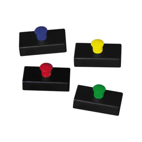 4  Rechthoekige magneten met knop 27 x 14mm - diverse kleuren 