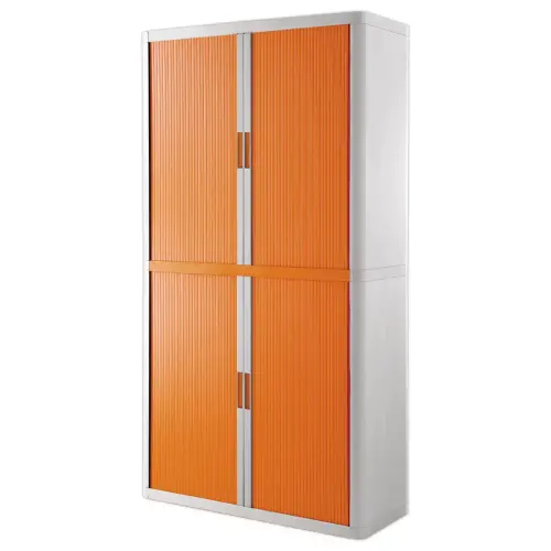 Easyoffice hoge roldeurkast - Oranje rolgordijnen en witte kast - 2 m - PAPERFLOW 