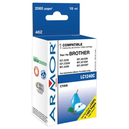 Lasercartridges ARMOR equiv. BROTHER LC1240 1280 Cyaan