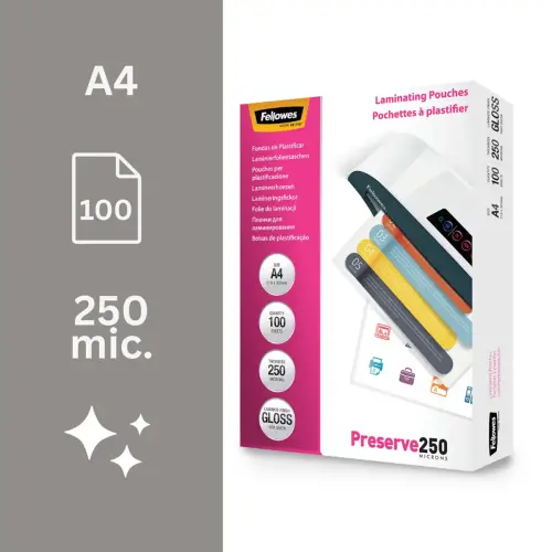 100 Warme lamineerhoezen A4 - 2 x 250 micron - FELLOWES