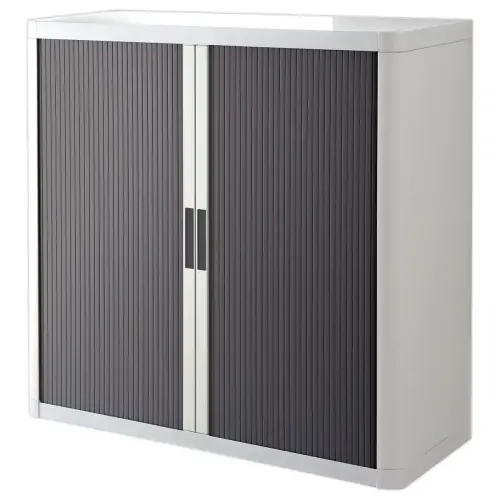 Lage roldeurkast Easyoffice Easyoffice wit en antraciet - 1 m - PAPERFLOW 