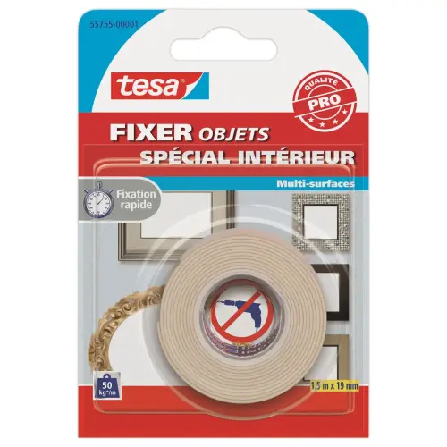Rol dubbelzijdige plakband schuimrubber - 1,50m x 19mm