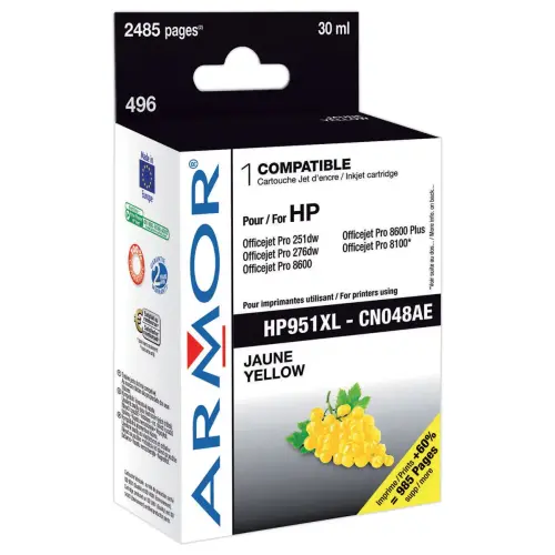Inkjetcartridge HP 951XL THC Geel CN048AE compatibel ARMOR 