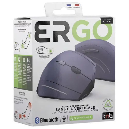 Draadloze ERGO muis - Verticaal - Oplaadbaar - Blauw - T'NB