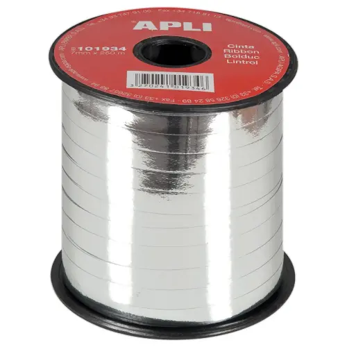 2 Rollen van Bolduc lint zilver / metaal 7 mm x 250 m