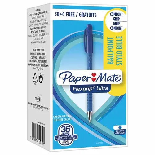 36 Intrekbare balpen Flexgrip - Medium schrift - Blauw - PAPERMATE