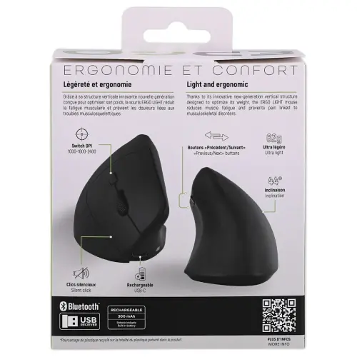 Ultra lichte ergonomische verticale muis - Zwart - T'NB