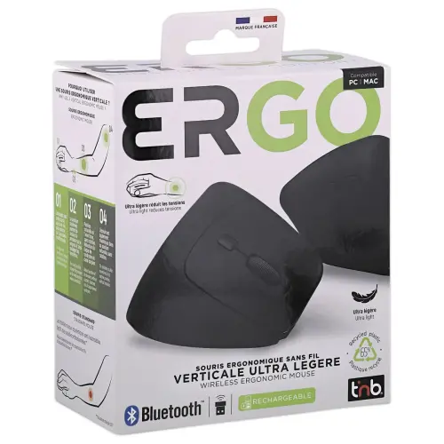 Ultra lichte ergonomische verticale muis - Zwart - T'NB