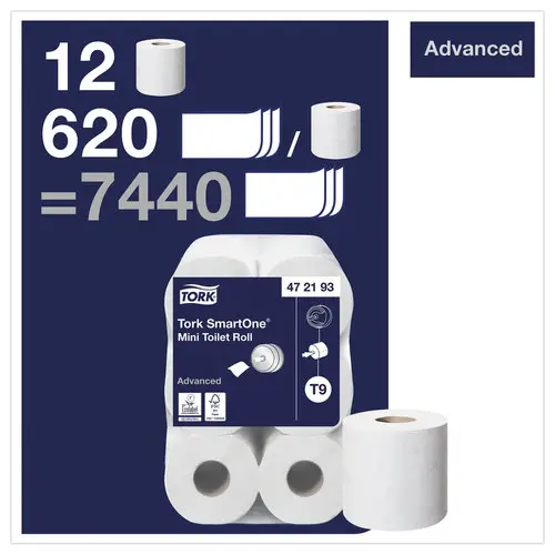 12 Rollen van 620 vellen toiletpapier TORK Advanced