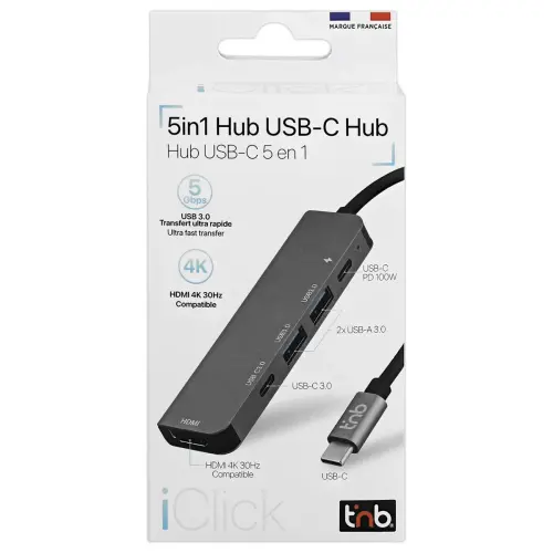 5-in-1 USB-C Hub - Stergrijs - T'NB