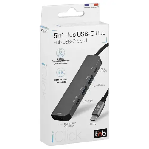 5-in-1 USB-C Hub - Stergrijs - T'NB