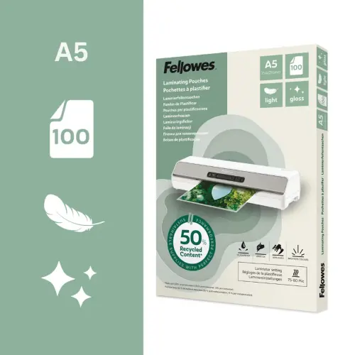 100 Herbruikbare plastic insteekhoezen - A5 - FELLOWES