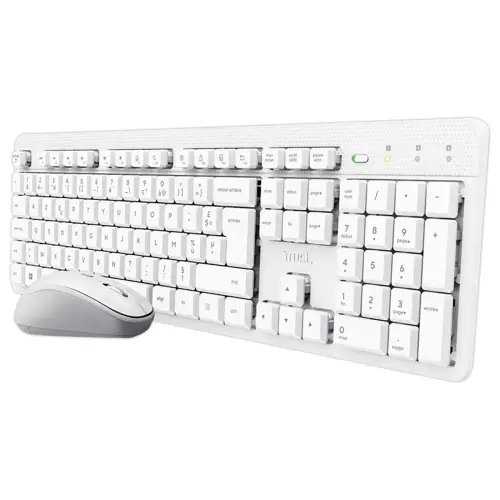 Set Toetsenbord + Ambidextrous & Stil Muis - Draadloos - Wit - TRUST