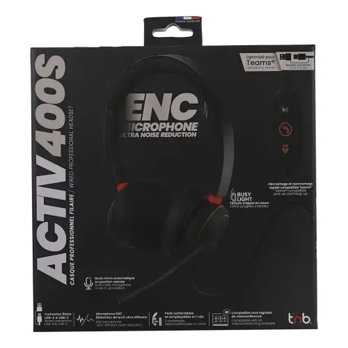 ACTIV 400S hoofdtelefoon met microfoon - USB-A/C - Zwart - T'NB
