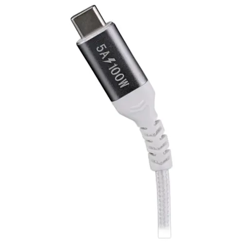 100W 2m USB-C/USB-C-kabel - Gevlochten - Wit - T'NB