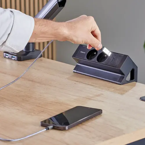 Elektrificatie-eenheid - Power Desk 2 - USB-A USB-C - Zwart - FELLOWES