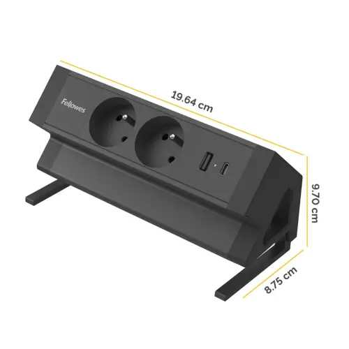 Elektrificatie-eenheid - Power Desk 2 - USB-A USB-C - Zwart - FELLOWES
