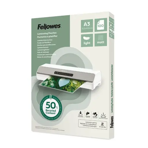 100 Mat Gelamineerde A3 Mappen - 80 micron - FELLOWES