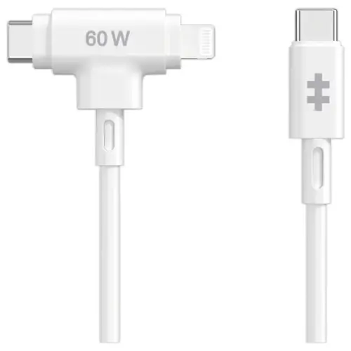 1,5 m siliconen hybride USB-C en Lightning-kabel - Wit