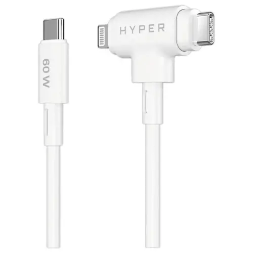 1,5 m siliconen hybride USB-C en Lightning-kabel - Wit