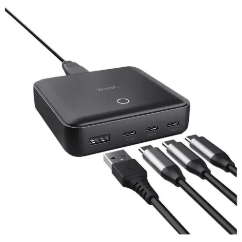 USB-C Oplader 4 Poorten 100W - Zwart - TRUST