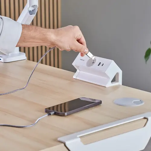 Elektrificatie-eenheid - Power Desk - USB-A USB-C - Wit - FELLOWES 