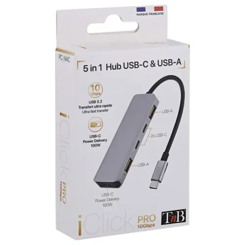 Ultra Snelle 5-in-1 USB-C Hub - Aluminium - T'NB
