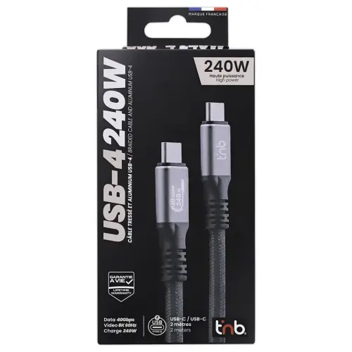 USB-4-kabel 2m - Versterkt en Ultra Snel - T'NB 
