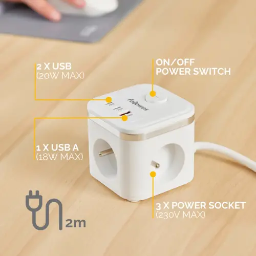 Power cube - wit - FELLOWES