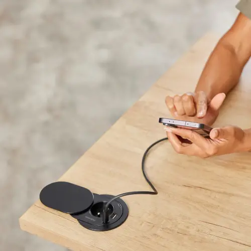 Inbouwstekker - Power Spot - USB-A & USB-C - Zwart - FELLOWES
