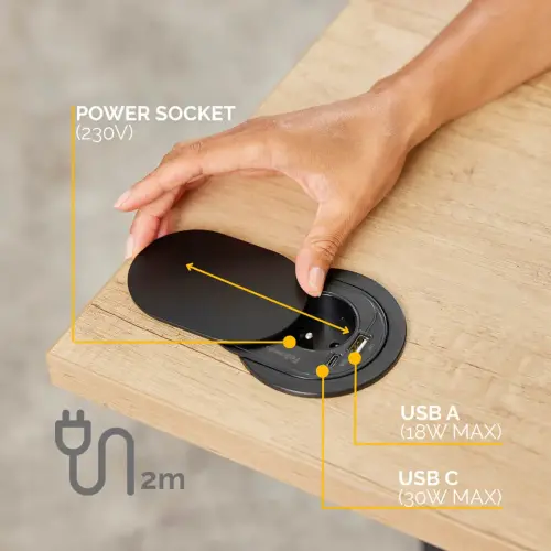 Inbouwstekker - Power Spot - USB-A & USB-C - Zwart - FELLOWES