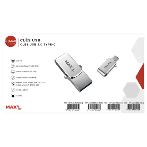 USB-stick met dubbele aansluiting 2.0 USB-A/USB-C 32GB 