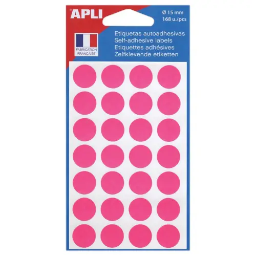 ronde signaalstickers, Ø15 mm - roze